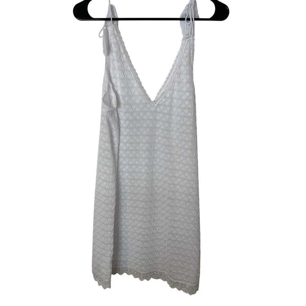 Serra White Lace Swim Cover Up Dress Large V-Neck Tassel Tie Straps Boho